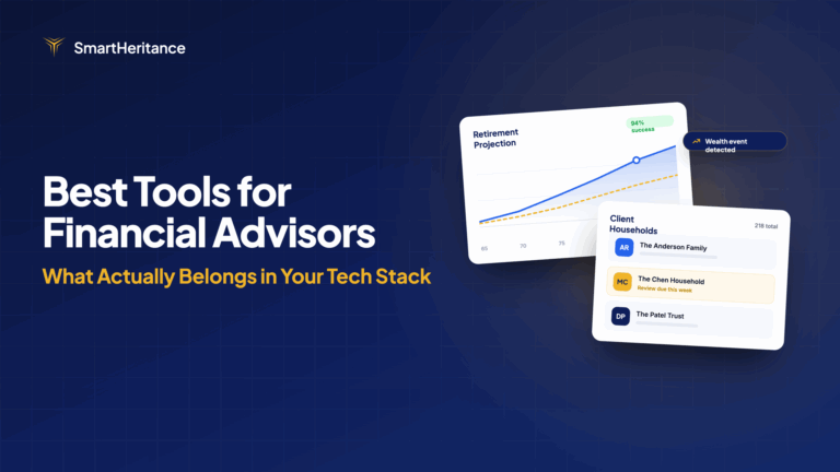 Financial advisor reviewing technology dashboards during a client meeting.