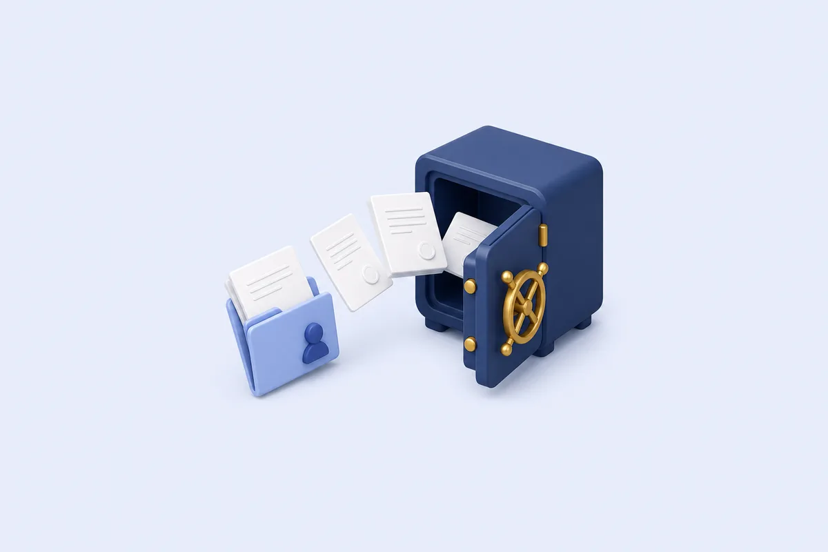 Illustration: documents drawn into a vault