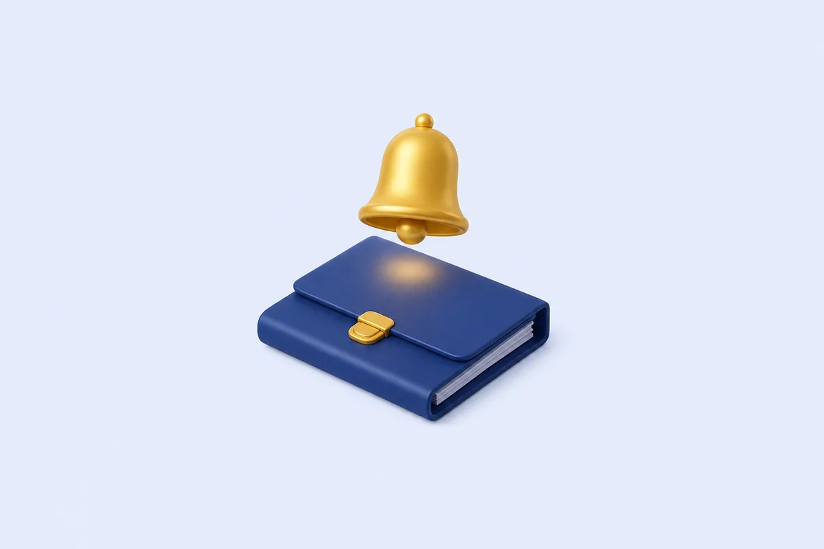 Illustration: alert bell over a legal file