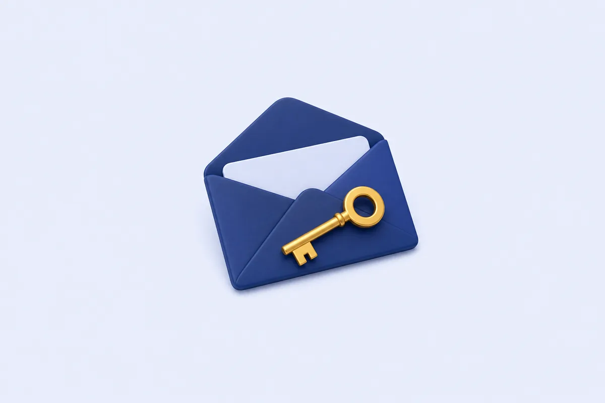 Illustration: invitation envelope with gold key