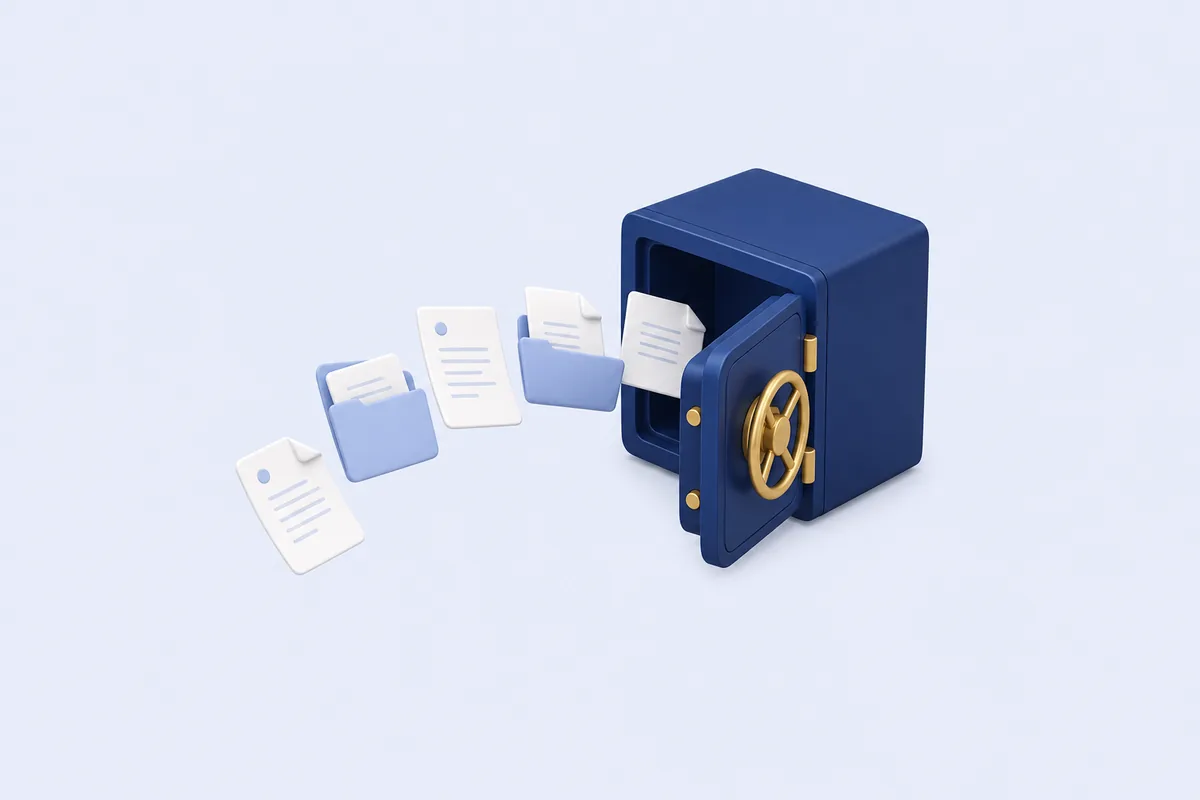 Illustration: documents drawn into a vault