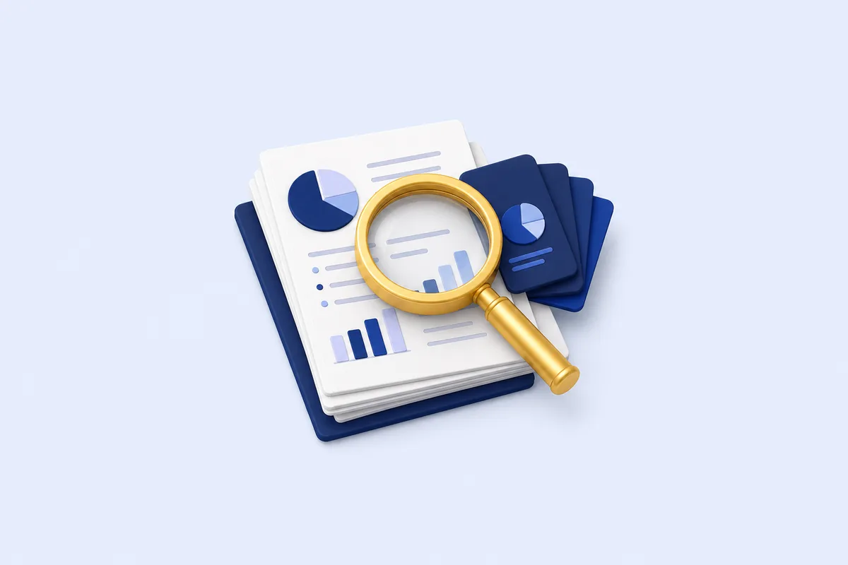 Illustration: magnifier over aggregated statements