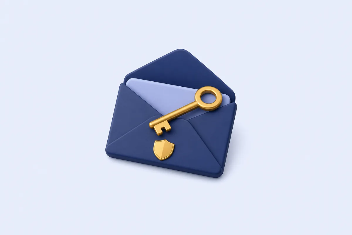 Illustration: branded invitation envelope with gold key