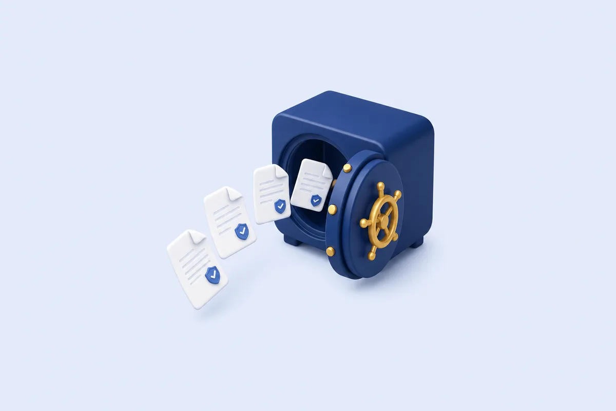 Illustration: policy documents drawn into a vault